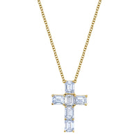 Emerald Cut Diamond Cross Pendant