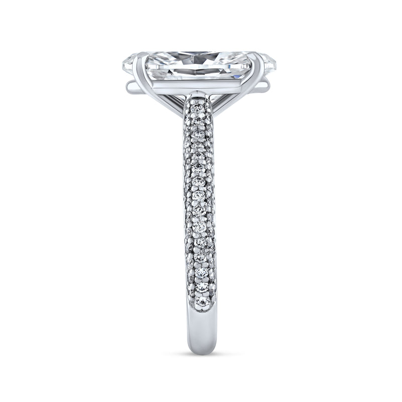 3.61 Carat Oval Diamond Ring with Pave Band