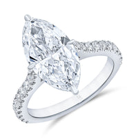 3.05 Carat Marquise Diamond ring with Accented Band