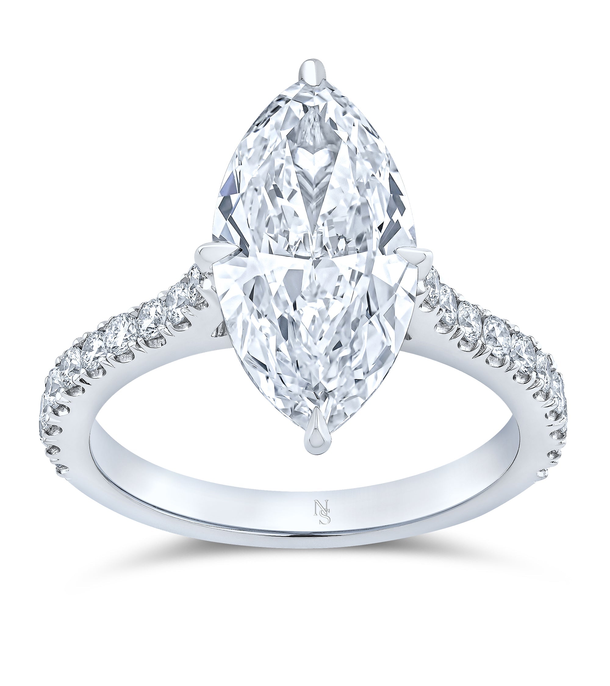 3.05 Carat Marquise Diamond ring with Accented Band