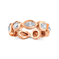 East West Mix Shape Bezel Halfway Band