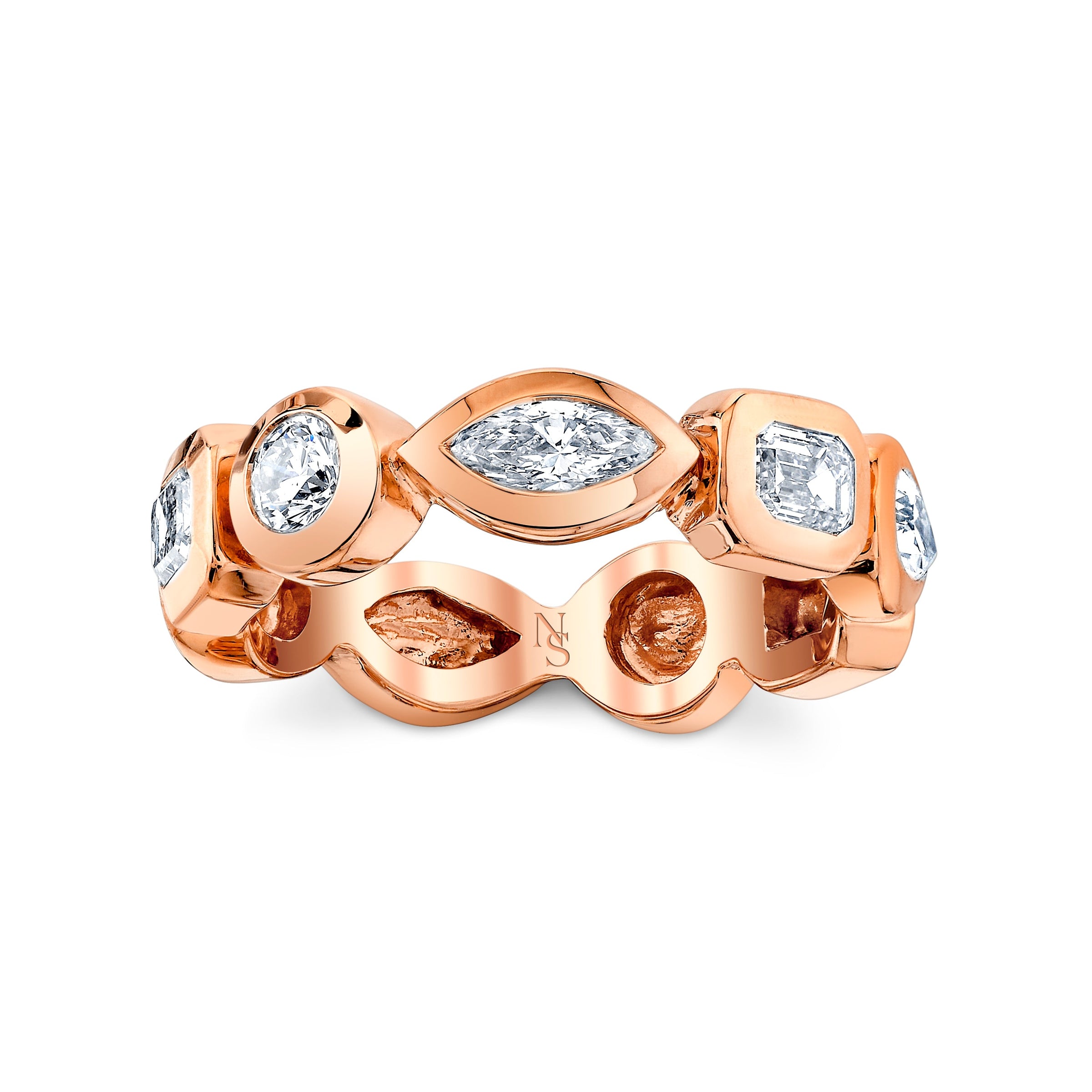 East West Mix Shape Bezel Halfway Band