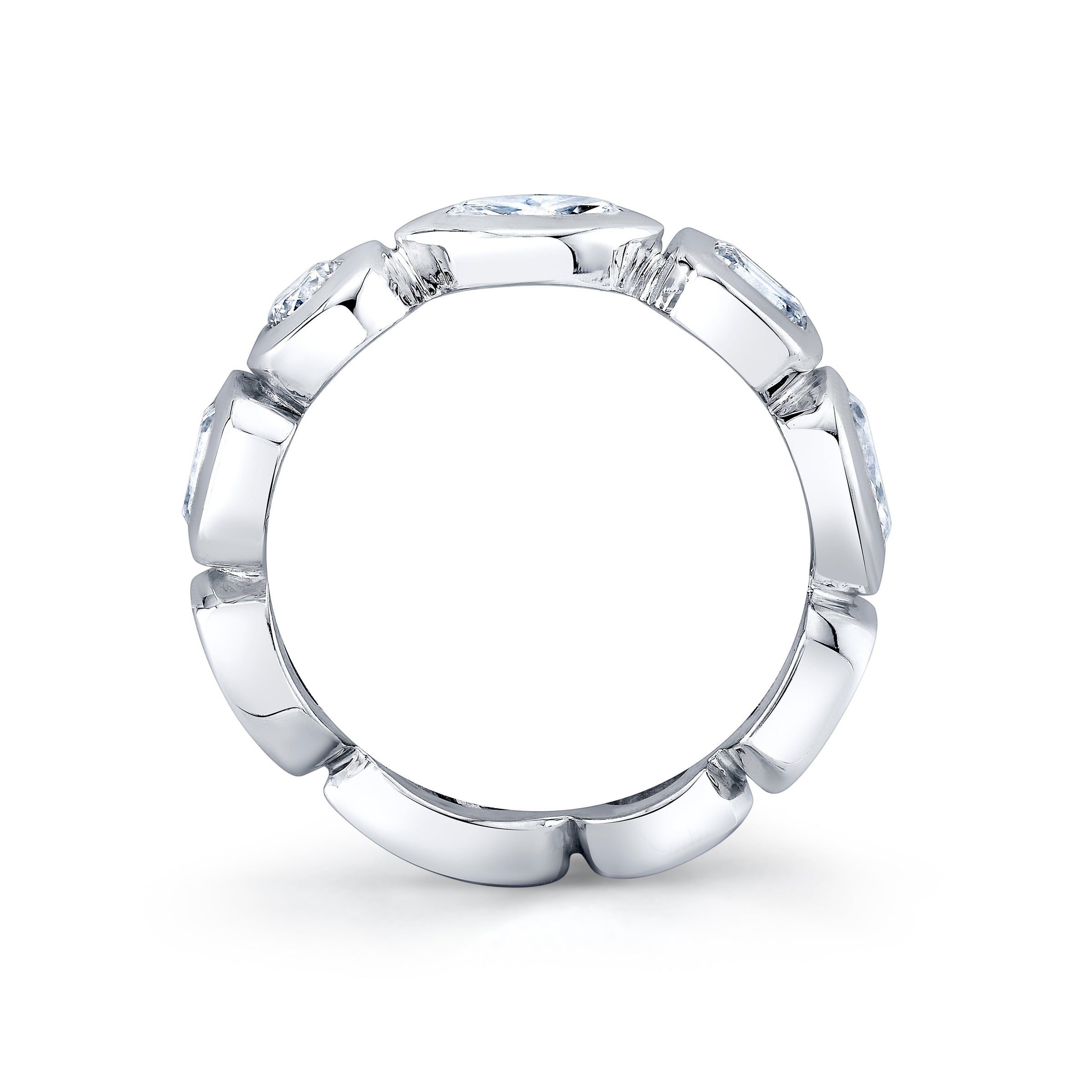 East West Mix Shape Bezel Halfway Band