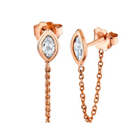 Bezel Shape Marquise Chain Hoop Earrings