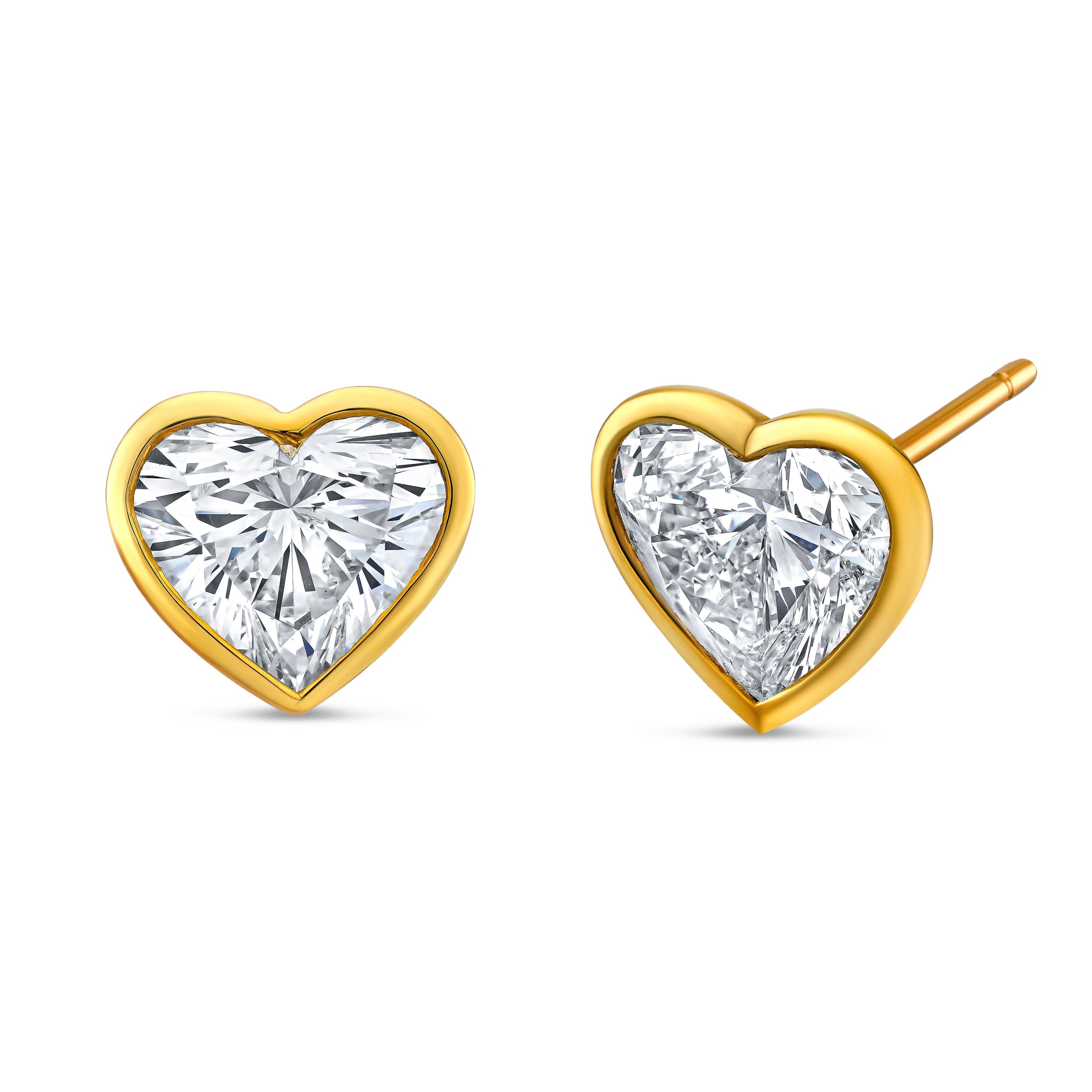 Bezel Set Heart Shaped Diamond Studs