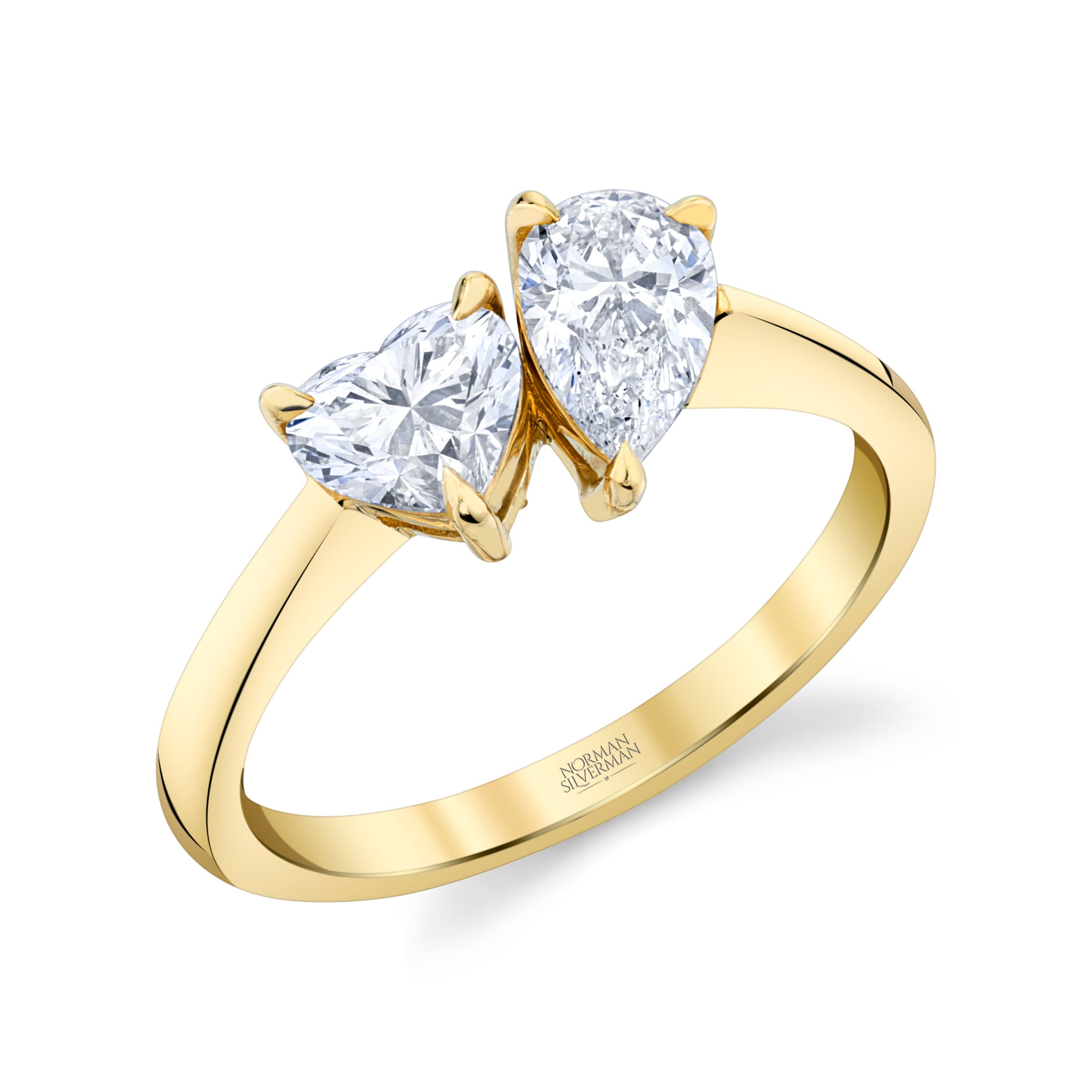 Toi et Moi Ring with Pear and Heart Diamonds