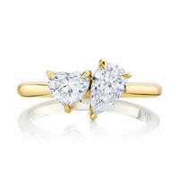 Toi et Moi Ring with Pear and Heart Diamonds