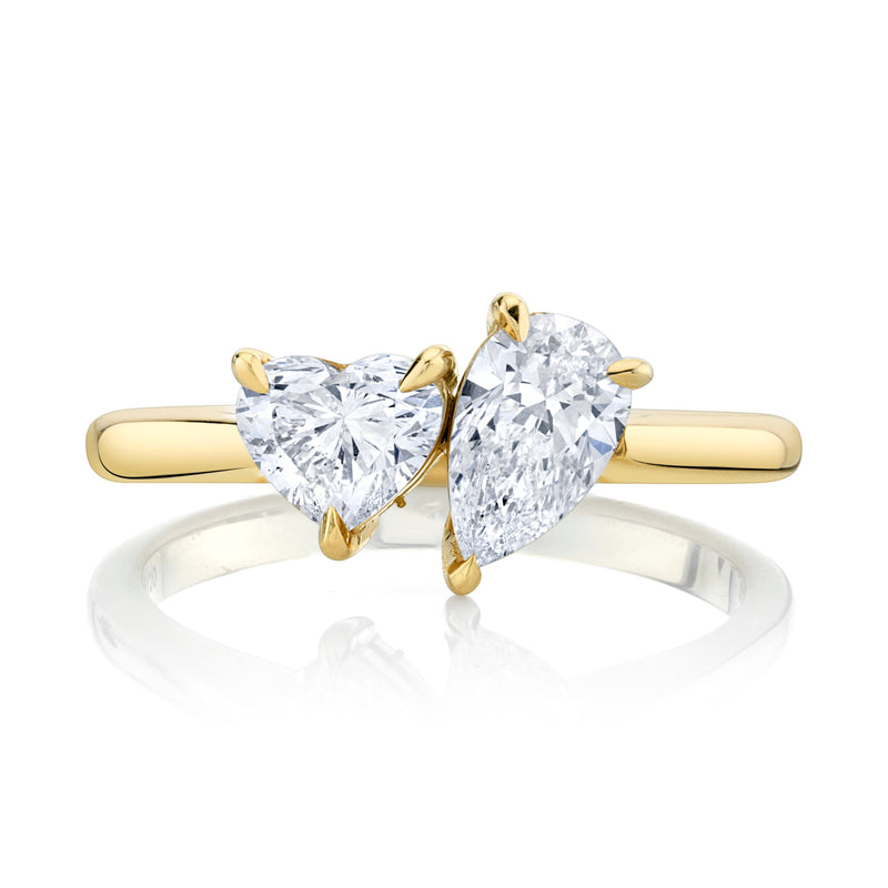 Toi et Moi Ring with Pear and Heart Diamonds