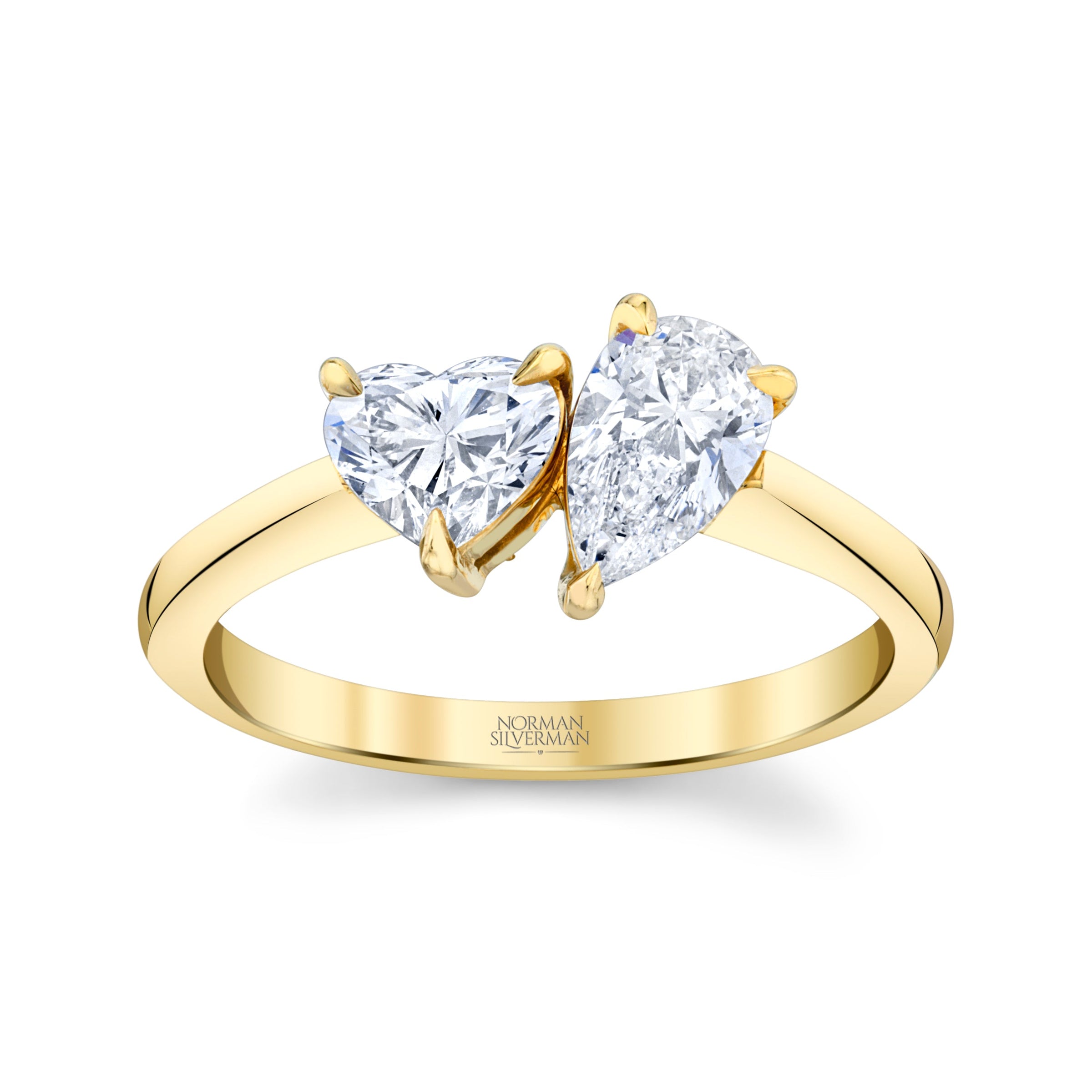 Toi et Moi Ring with Pear and Heart Diamonds