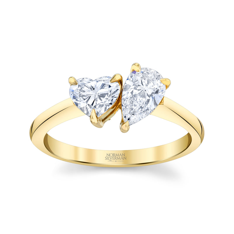 Toi et Moi Ring with Pear and Heart Diamonds