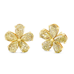 Fancy Yellow Pear Flower Earrings