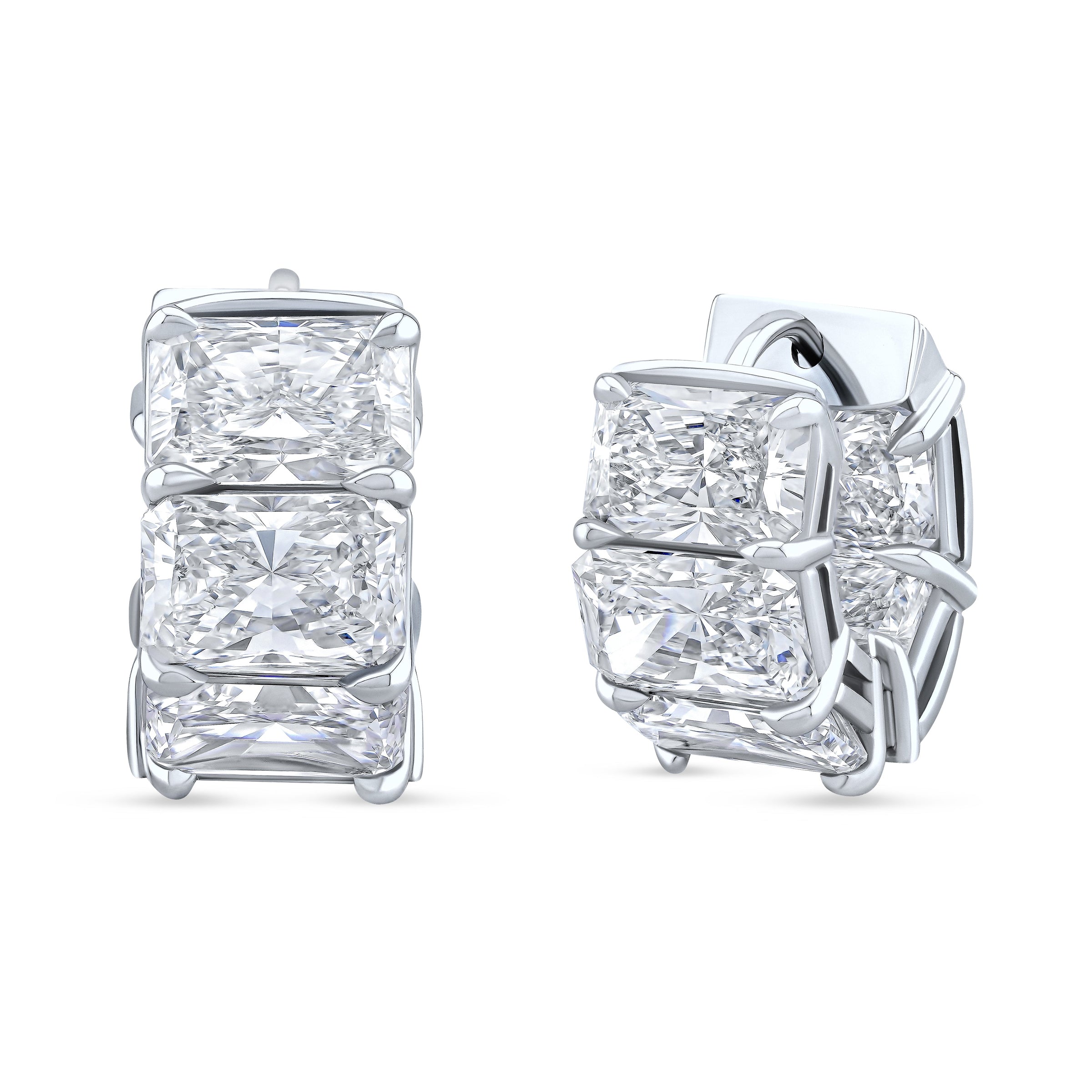 Large Radiant Diamond Huggies