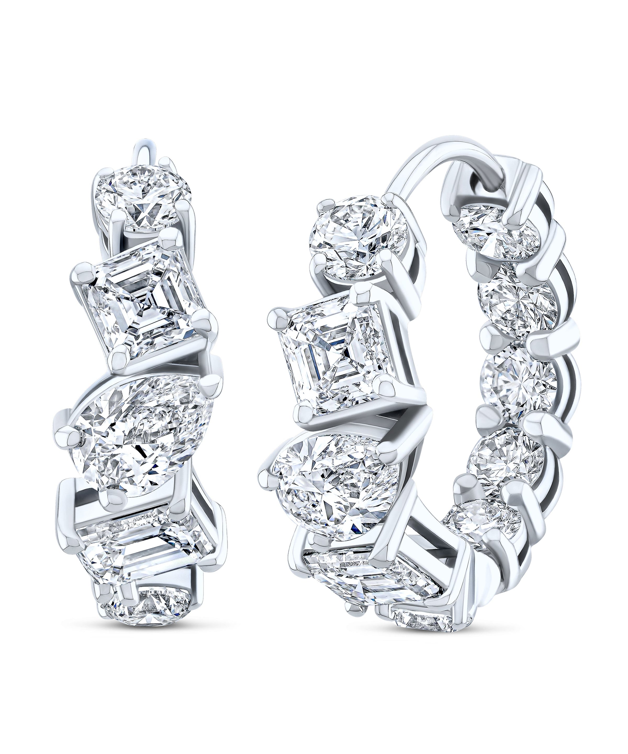 Mixed Fancy Shape Diamond Hoop Earring - MEDIUM