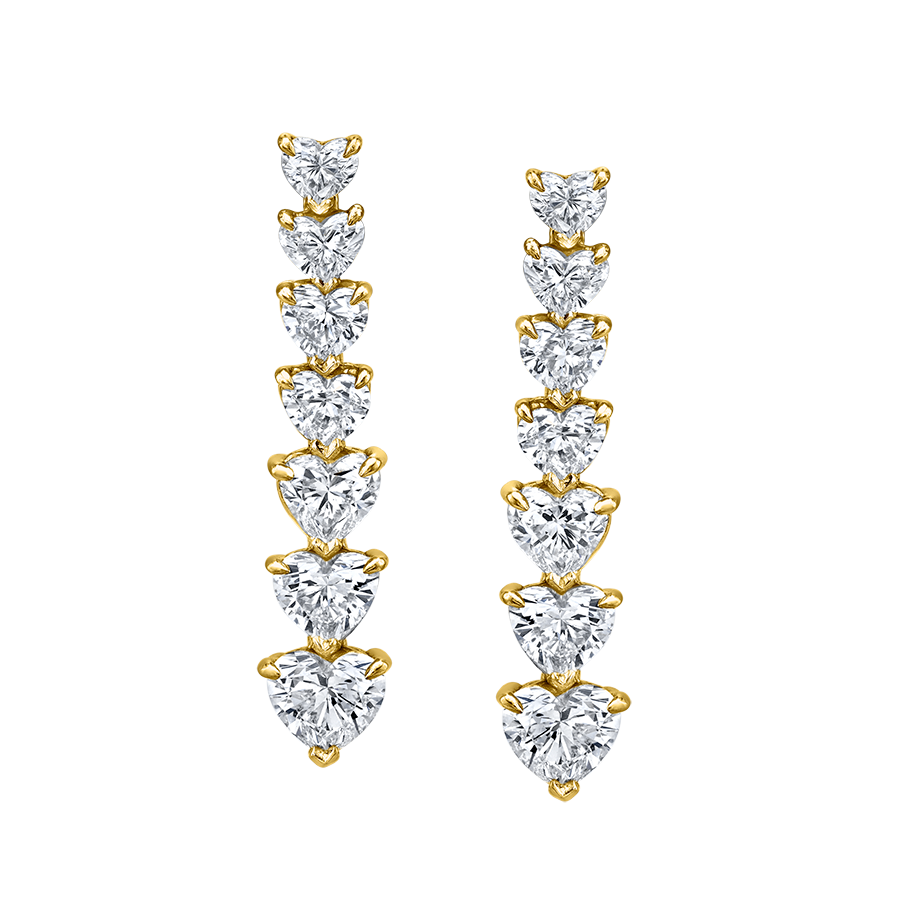 5 Carat Heart Shape Diamond Vine Dangle Earrings