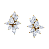 Pear and Marquise Diamond Cluster Earrings
