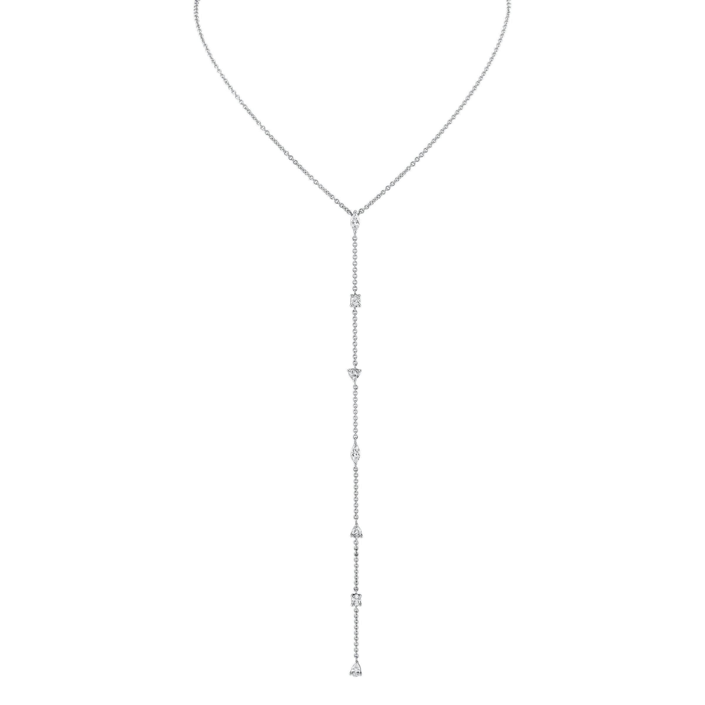 Diamonds Lariat Necklace with Fancy Shape