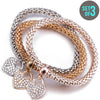 Trio- Mesh Crystal Heart Bracelet Set