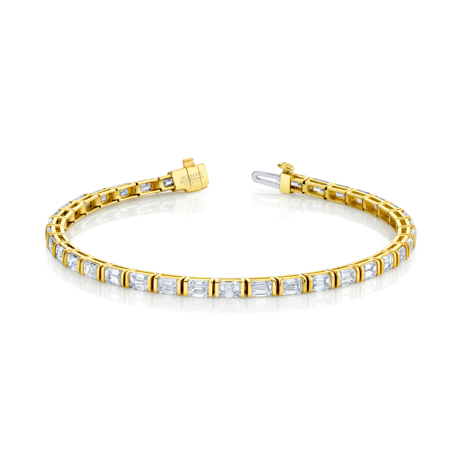 East West Bar Set Emerald Cut Diamond Bracelet