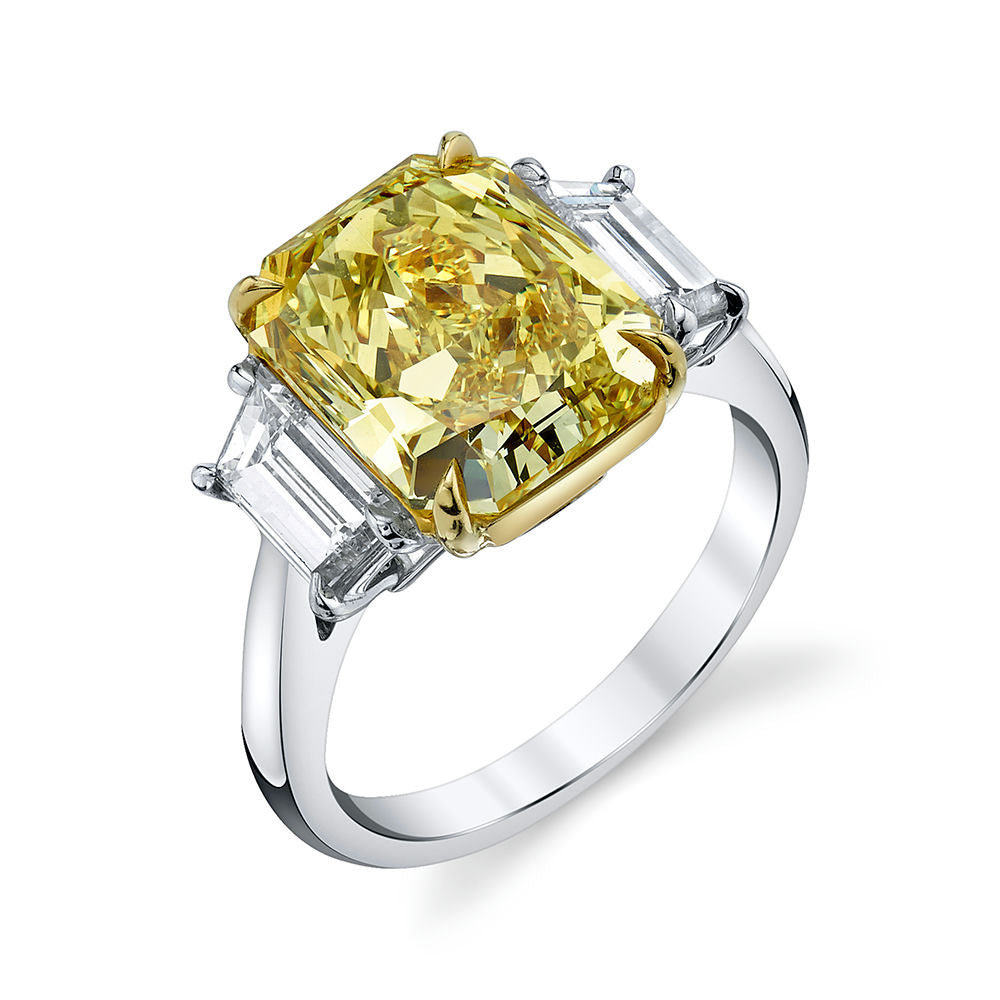 Fancy Intense Yellow Radiant Cut Diamond Ring