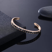 Paved Iced Out Open Bangle in 18K Gold - Black