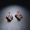 Rainbow Swarovski Butterfly Clip On Earrings in 18K Rose