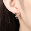Rainbow Swarovski Butterfly Clip On Earrings in 18K Rose
