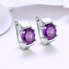 Amethyst Metallic Leverback Earrings Set in 18K White Gold - Golden NYC Jewelry