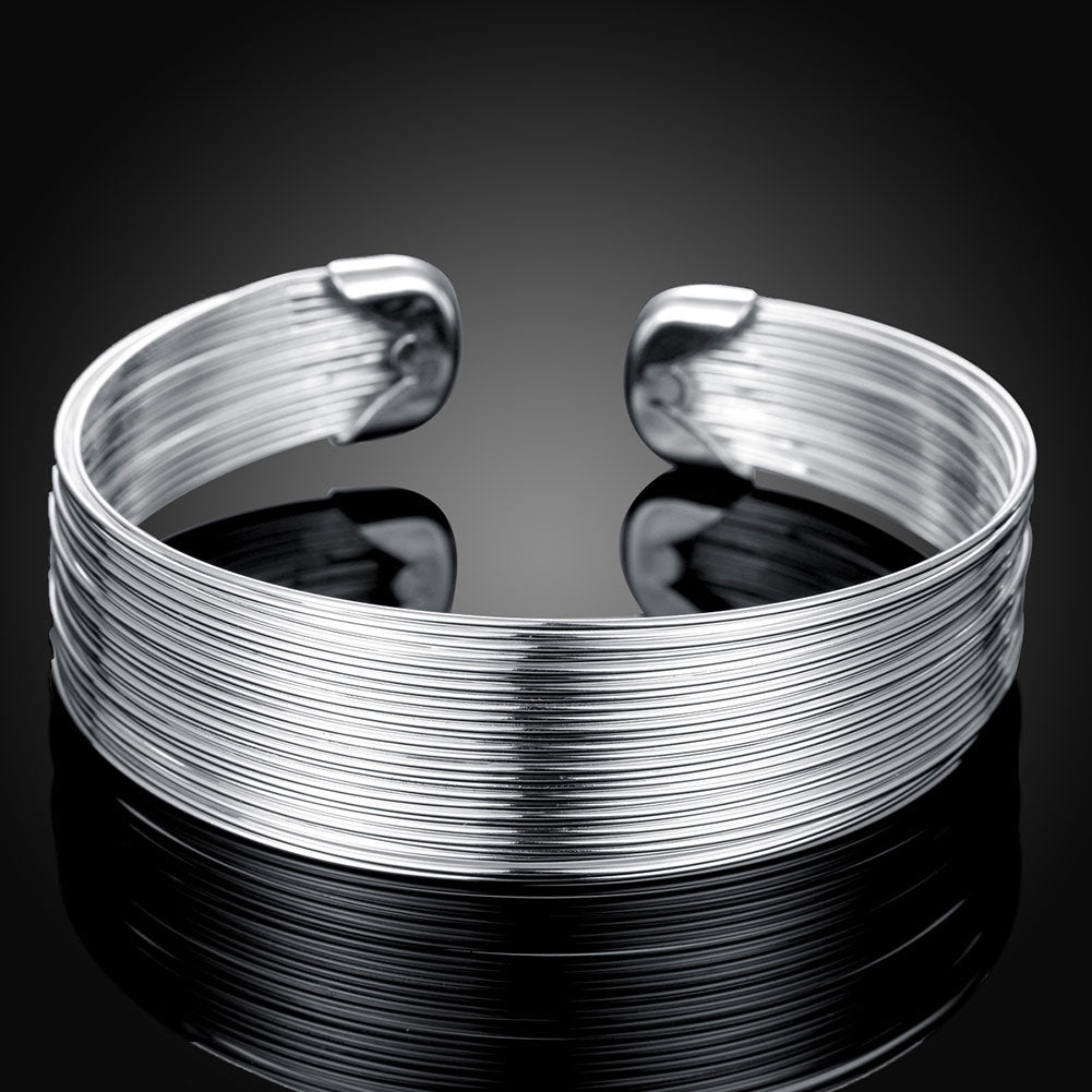 Open Cuff Multi-Lined Bangle