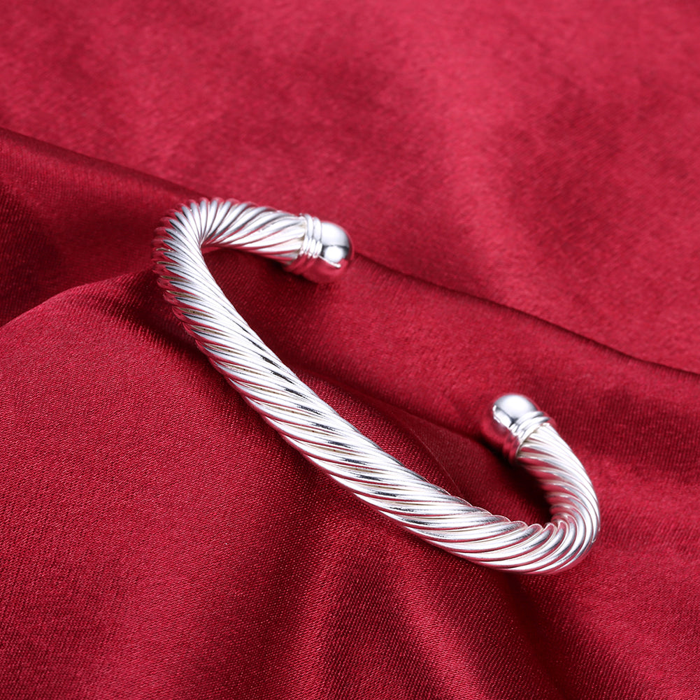 Silver Plating Cuff Twirl Bangle
