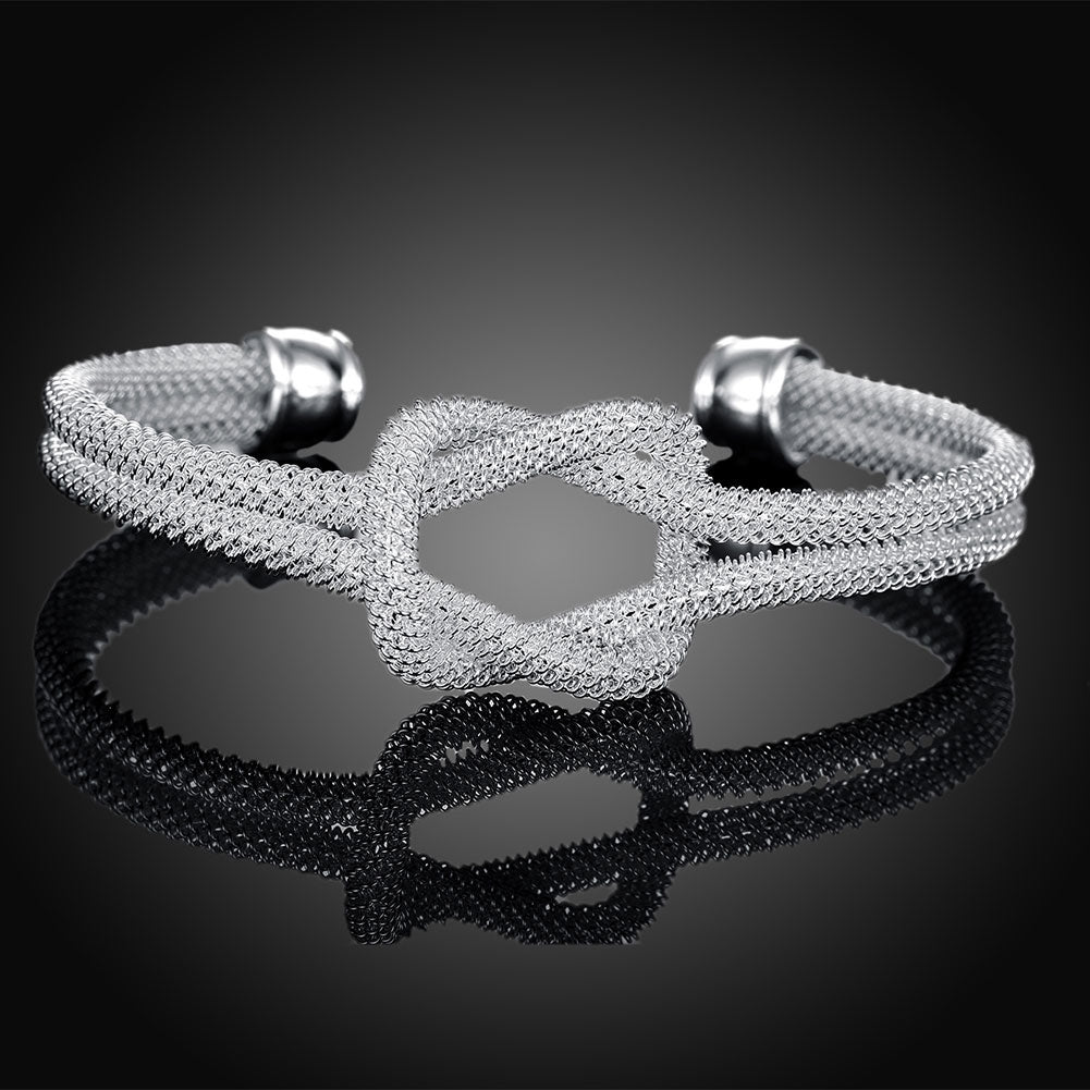 Silver Plating Mesh Knot Cuff Bangle