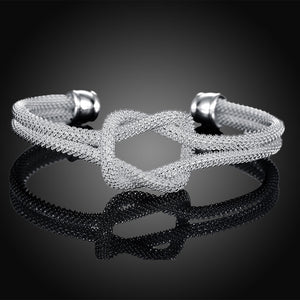 Silver Plating Mesh Knot Cuff Bangle