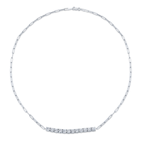 Floating Round Brilliant Diamond Pendant on Paperclip Chain