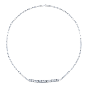 Floating Round Brilliant Diamond Pendant on Paperclip Chain