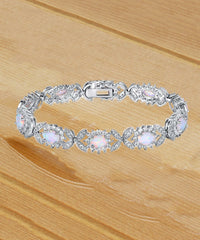 White Oceanic Opal Butterfly Bracelet in 18K White Gold