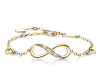 White Swarovski Elements Infinite Pendant Chain Bracelet in 18K Gold Plating