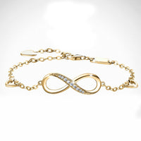 White Swarovski Elements Infinite Pendant Chain Bracelet in 18K Gold Plating