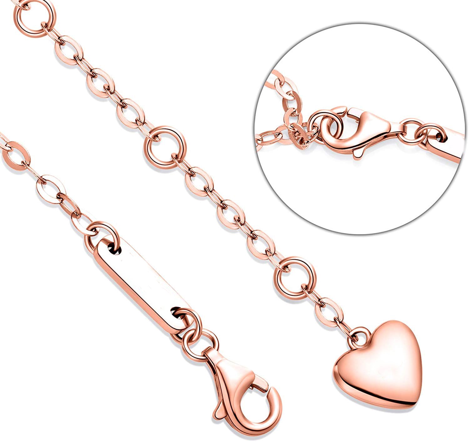 White Swarovski Elements Infinite Pendant Chain Bracelet in 18K Rose Gold Plating