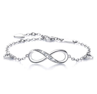White Swarovski Elements Infinite Pendant Chain Bracelet in 18K White Gold Plating