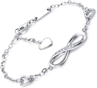 White Swarovski Elements Infinite Pendant Chain Bracelet in 18K White Gold Plating