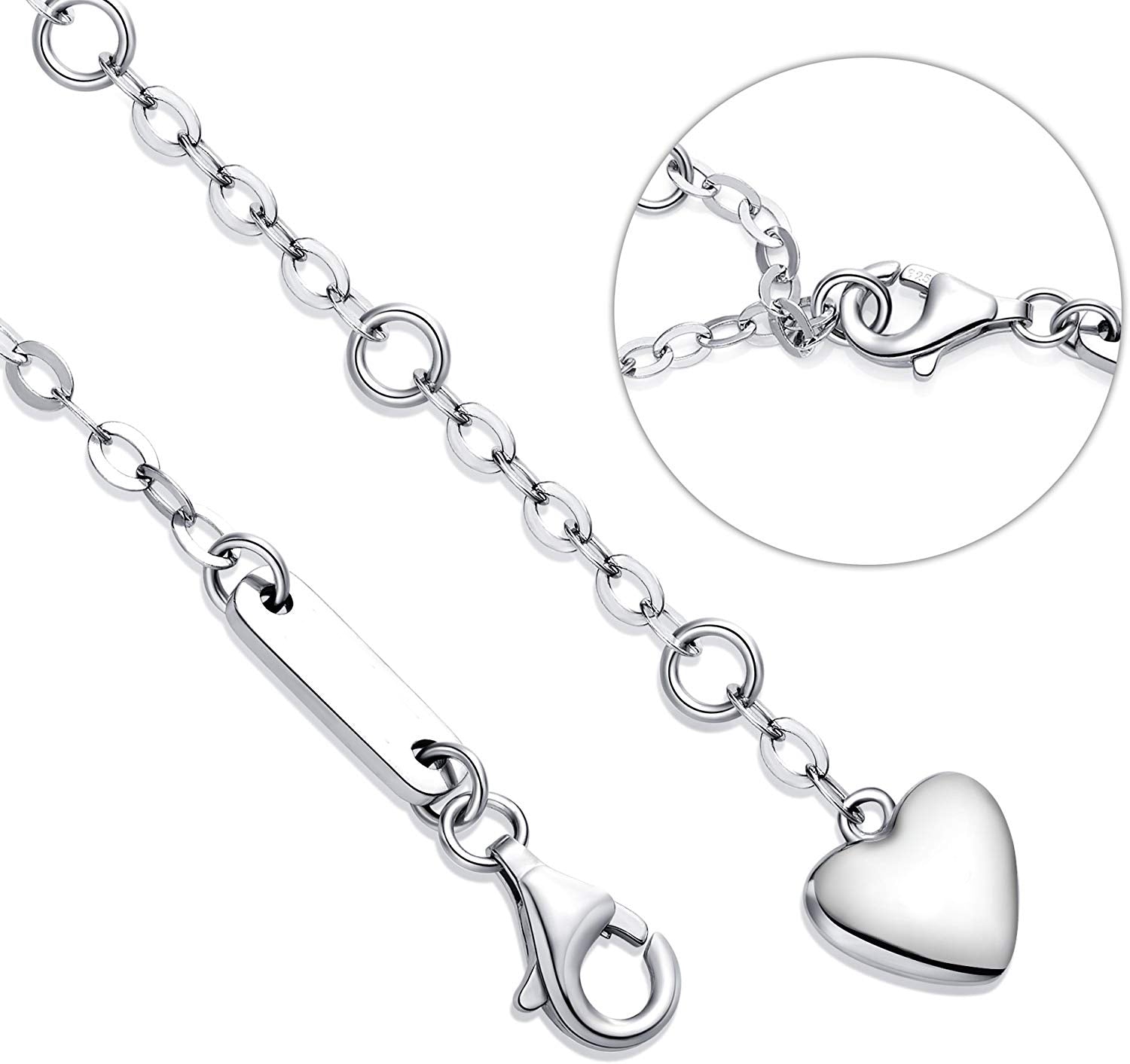 White Swarovski Elements Infinite Pendant Chain Bracelet in 18K White Gold Plating