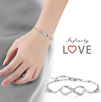 White Swarovski Elements Infinite Pendant Chain Bracelet in 18K White Gold Plating