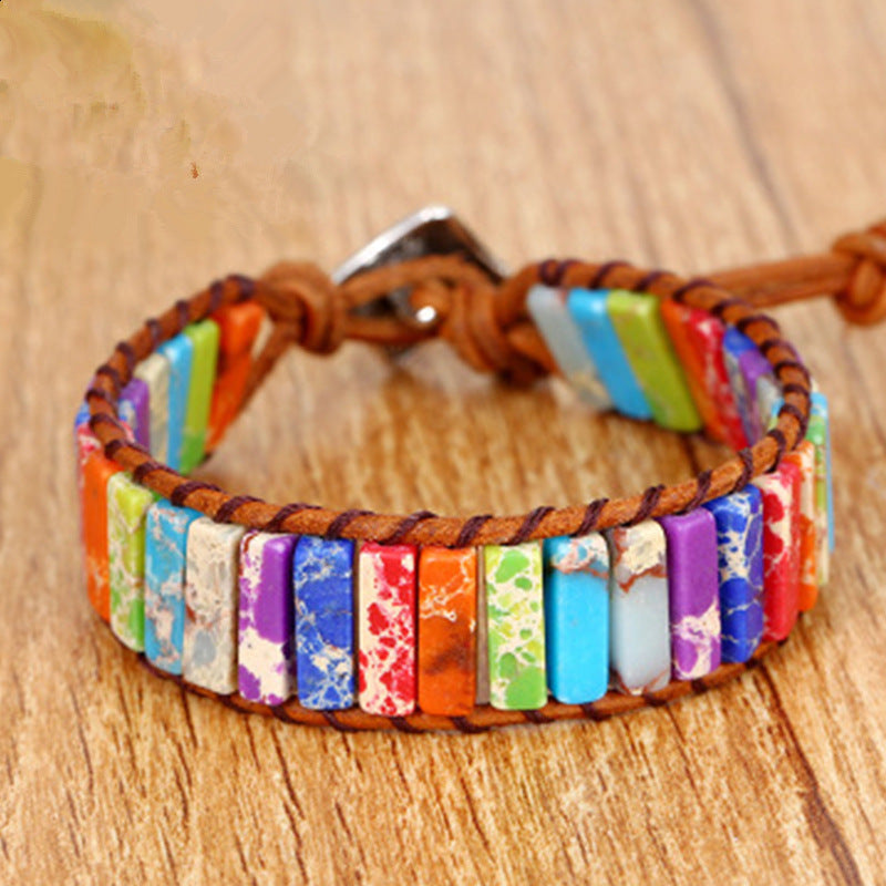 Rainbow Rectangle Faux Leather Bracelet