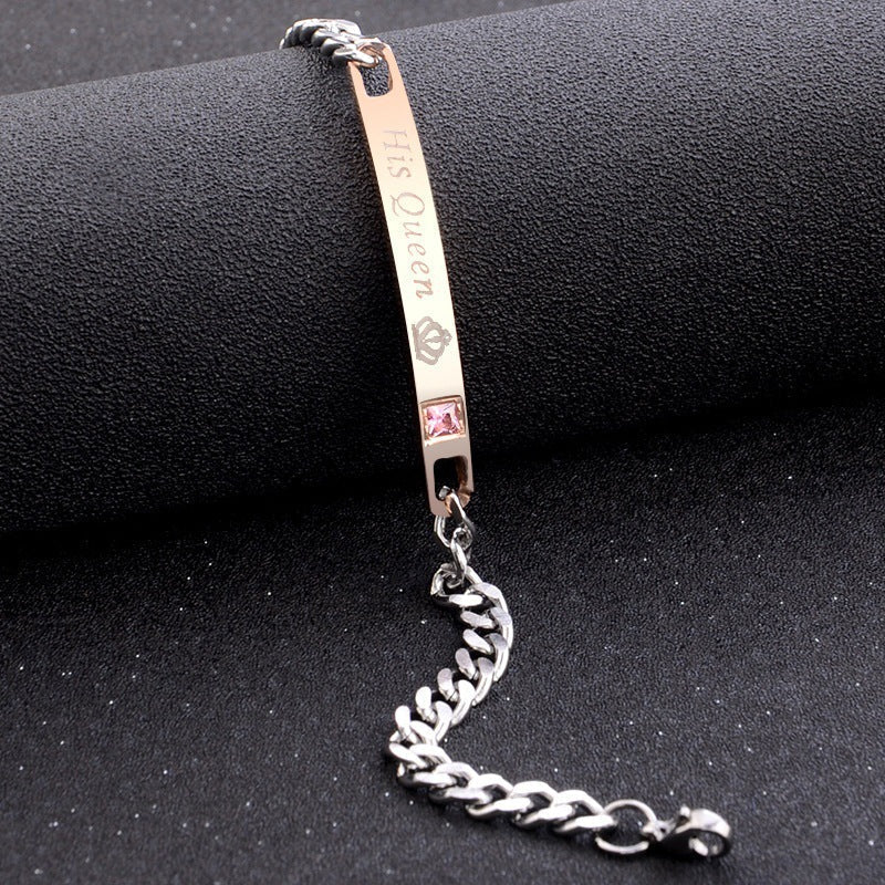 Rose Gold Curb Id Link Chain Bracelet