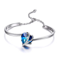 Circular Pendant Blue Sapphire Heart Shaped Bangle