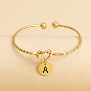 18K Gold Plated Mesh Bangle - Initial 26 Letters Available