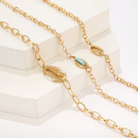 Turquoise Sea-Shell 3 Piece Bracelet Set in 18K Gold