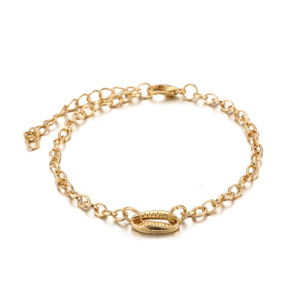 Turquoise Sea-Shell 3 Piece Bracelet Set in 18K Gold