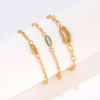 Turquoise Sea-Shell 3 Piece Bracelet Set in 18K Gold