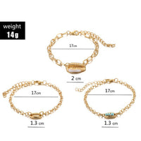 Turquoise Sea-Shell 3 Piece Bracelet Set in 18K Gold