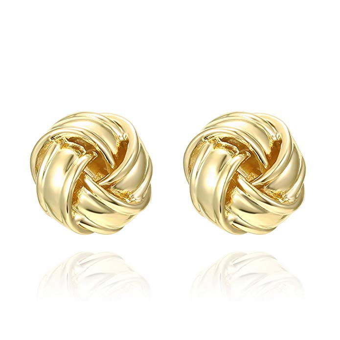 Gold Plating Mesh Love Knot Stud Earrings
